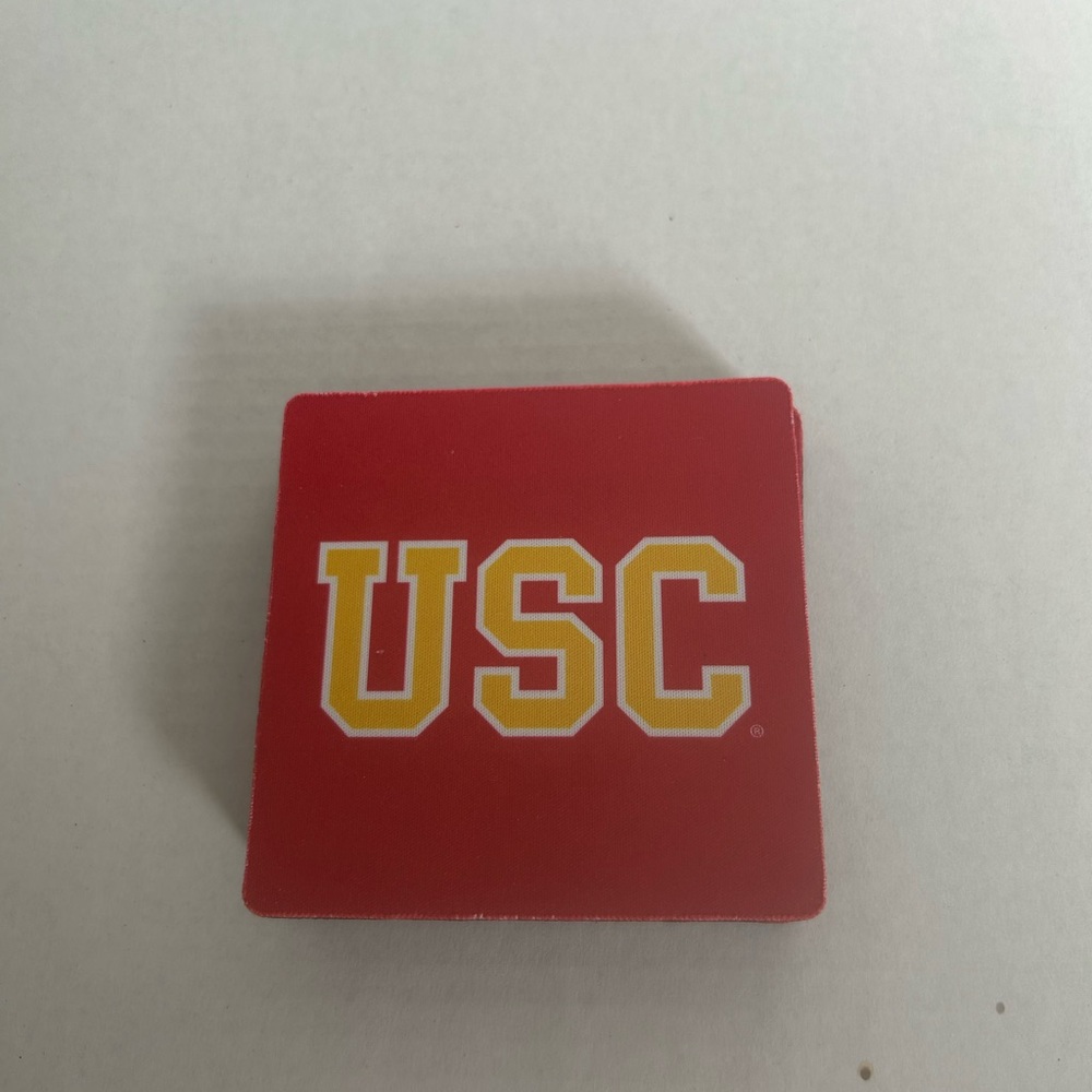 USC Trojans Red and Yellow Fabric & Foam Drink Coasters 4in.Sq. Set of 4 NWNT